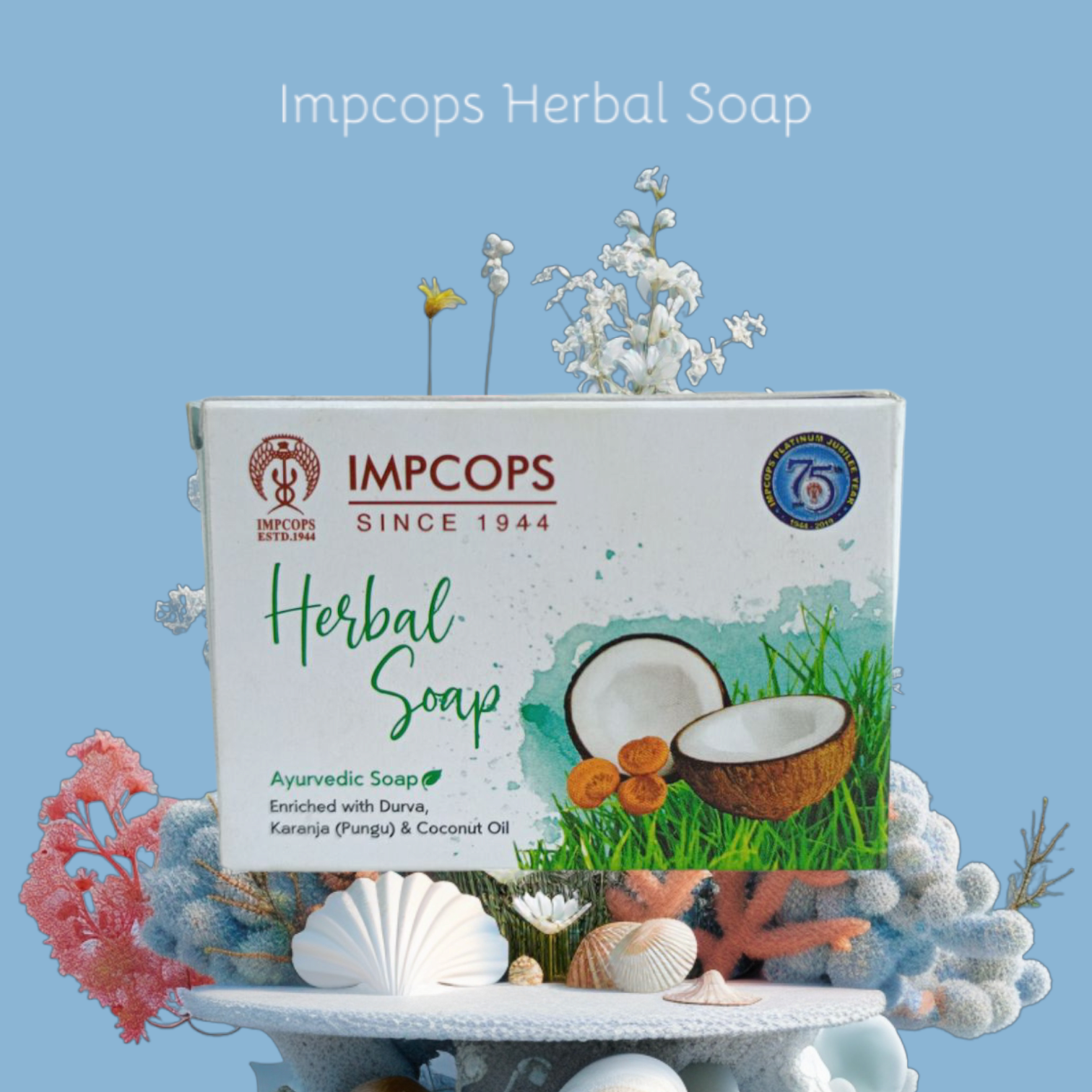 Herbal bathing soap enriched with dhurva, karanja and coconut oil