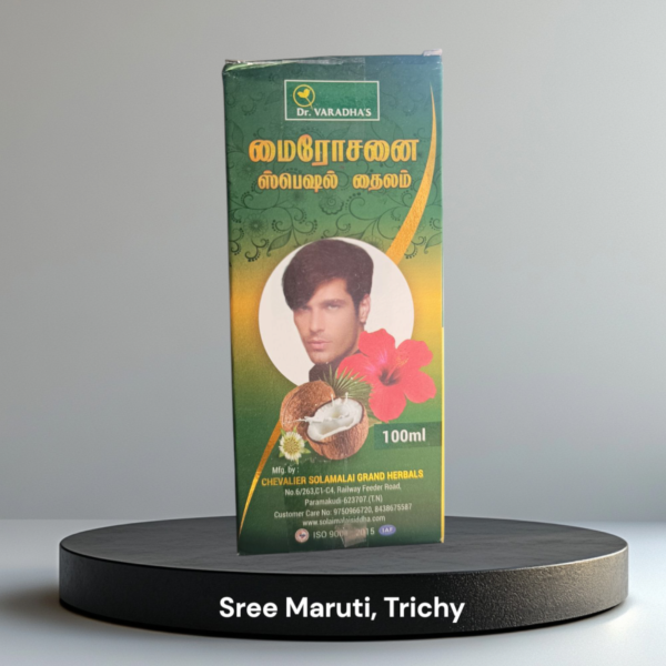 Myrosanai Thailam – Herbal Siddha oil to fight dandruff, nourish scalp, and boost hair growth.