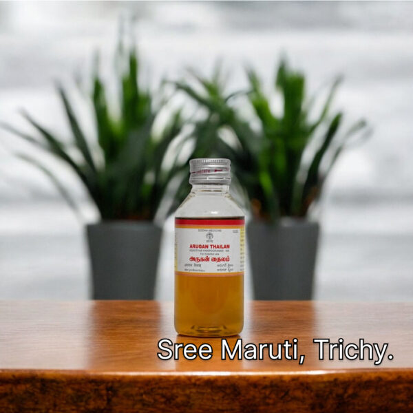 Arugan Thailam – Siddha herbal oil for skin healing, wounds, and pediatric care.