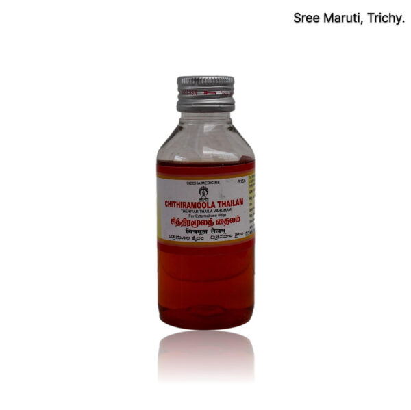 Chitra Moola Thailam – Siddha herbal oil for joint pain, paralysis, and musculoskeletal recovery.