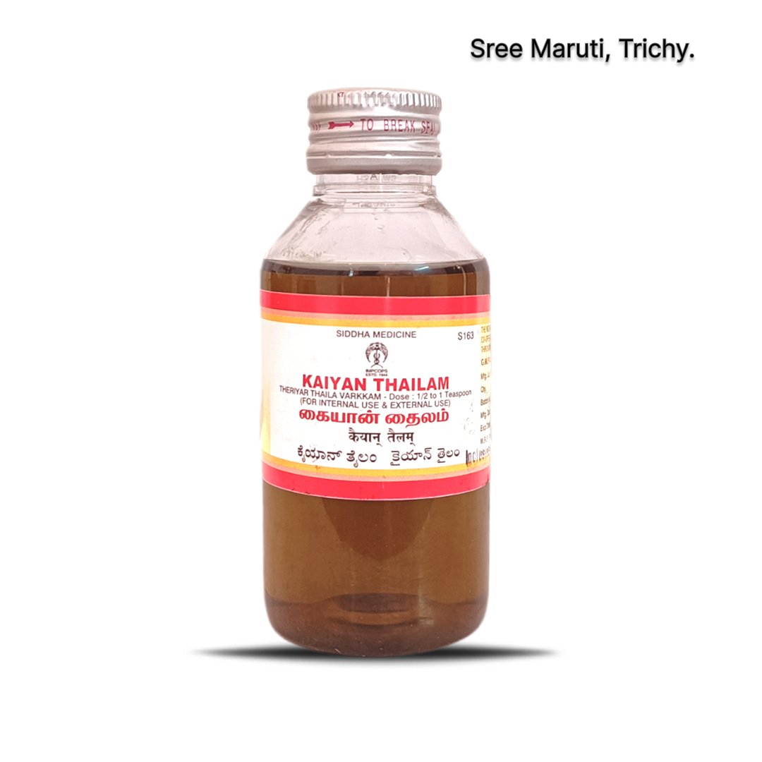 Kaiyan Thailam – Traditional Siddha oil for arthritis, joint stiffness, and muscular pain relief.