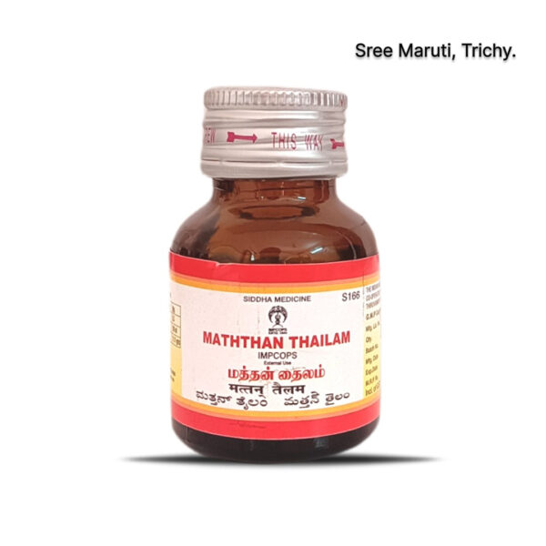 Maththan Thailam – Siddha medicinal oil for eczema, ulcers, skin rashes, and promoting healthy wound healing.