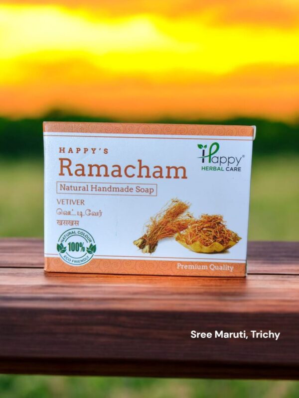 Vilamichai Ver Soap – Herbal bath bar with vetiver root for skin cooling and freshness.