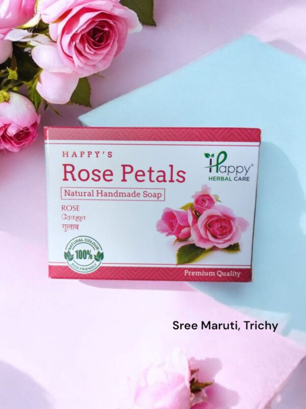 Handmade rose petal soap – natural cleanser with real rose petals for soft, glowing skin.