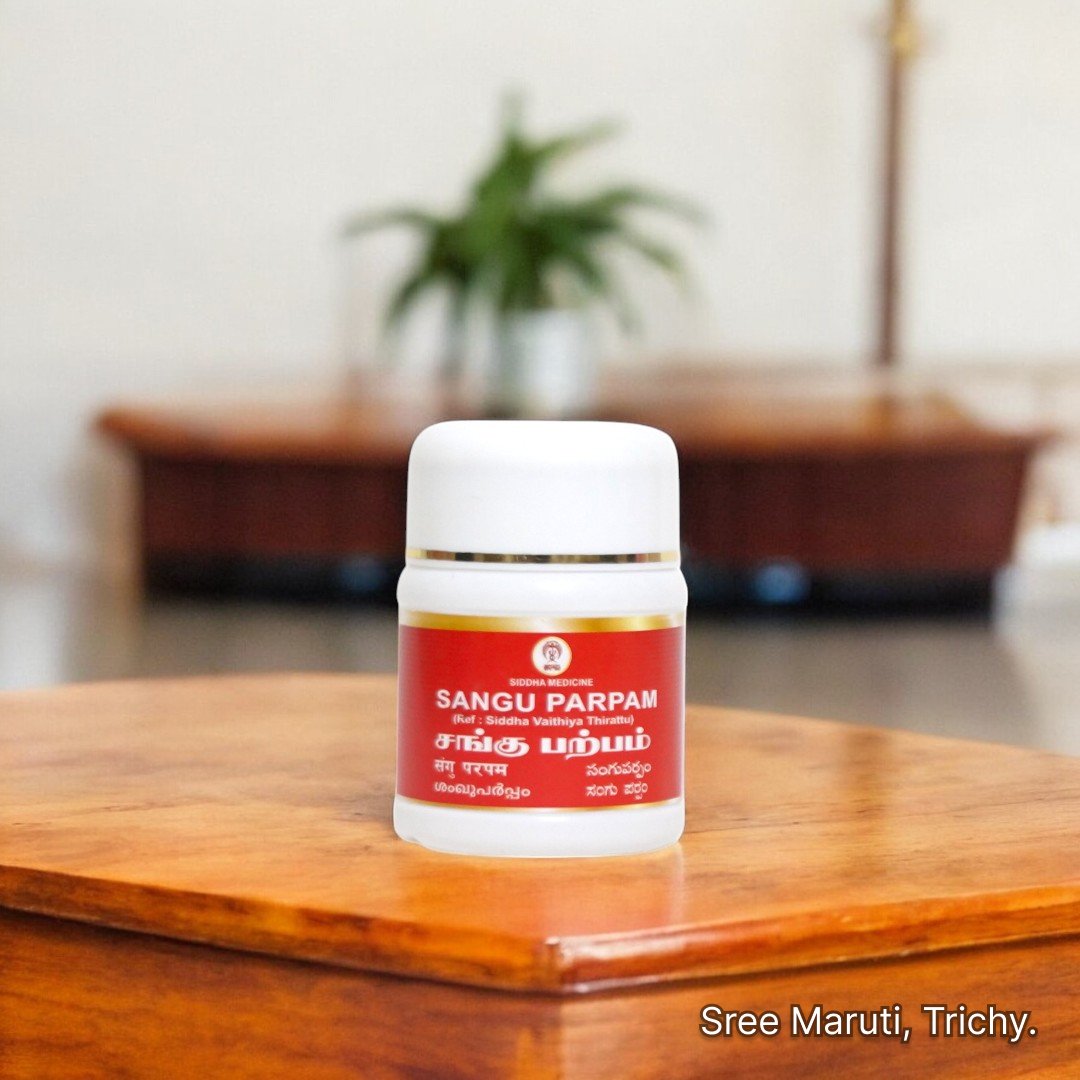 Sangu Parpam – Siddha conch shell calx for ulcers and digestive support.