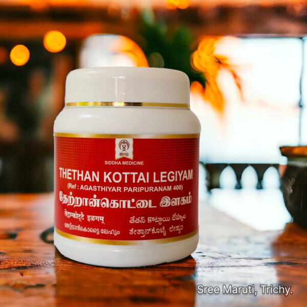 Thethankottai Legiyam – Siddha formulation for irregular menstruation, leucorrhoea, and uterine health.