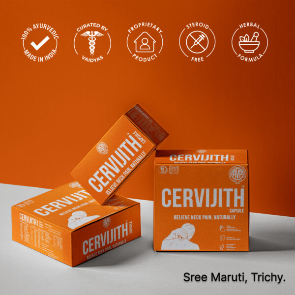 Cervijith Capsule pack for neck pain, cervical spondylosis, and frozen shoulder relief.