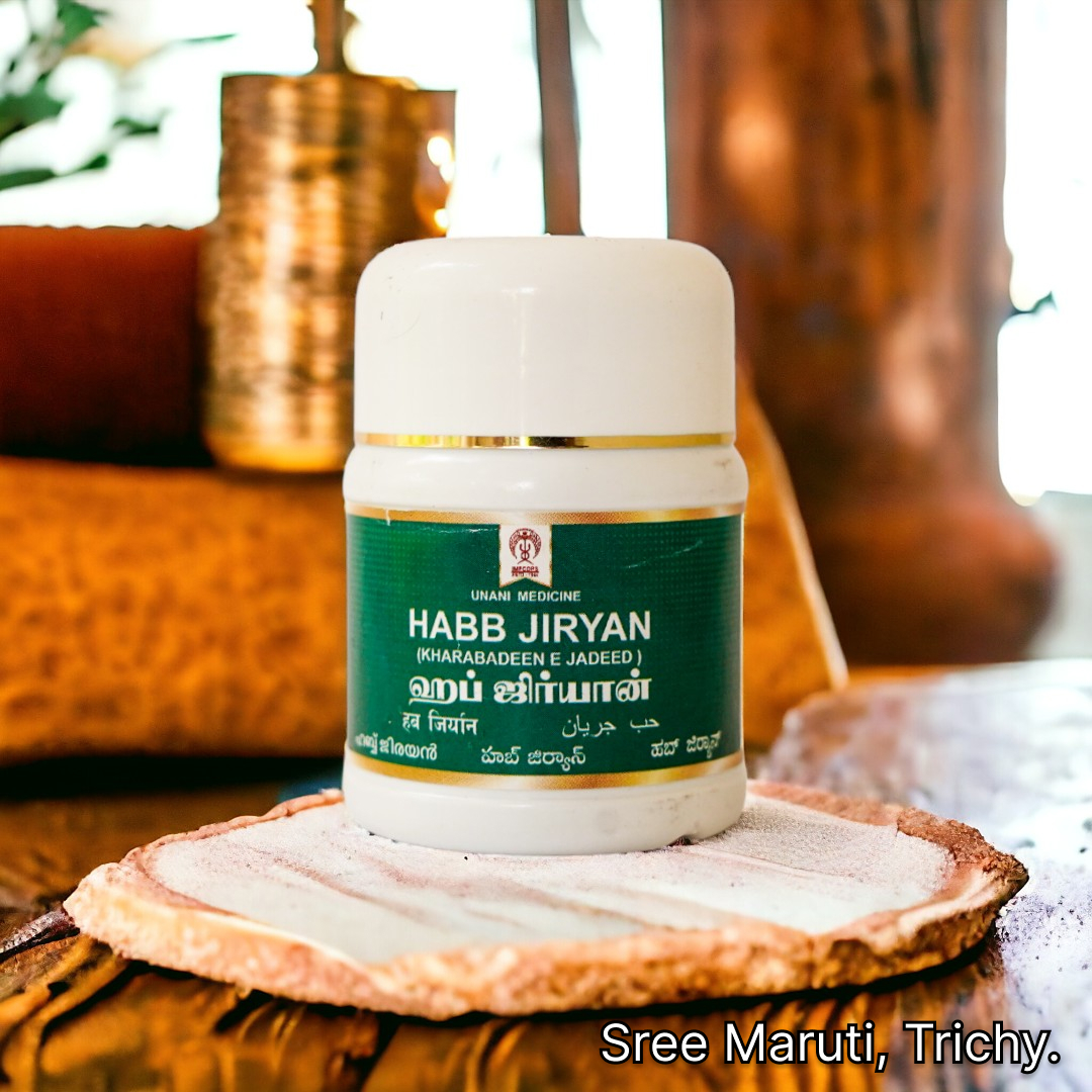 Habb Jiryan tablets with milk and herbal ingredients