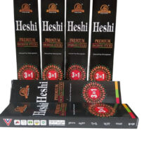 Heshi Premium Incense Sticks 3-in-1 pack with burning incense.