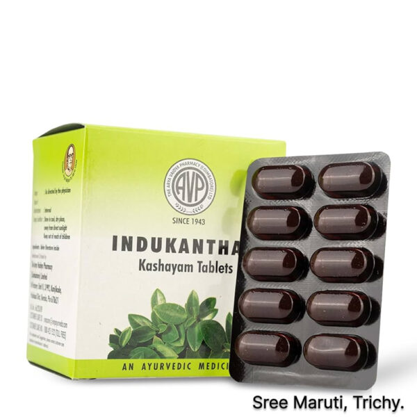 Indukantham Kashayam Tablets – Ayurvedic formulation from Sahasrayogam, useful for intermittent fever, low immunity, debility, and digestive weakness, enriched with Poothika, Devadaru, Dasamoola, and Panchakola.