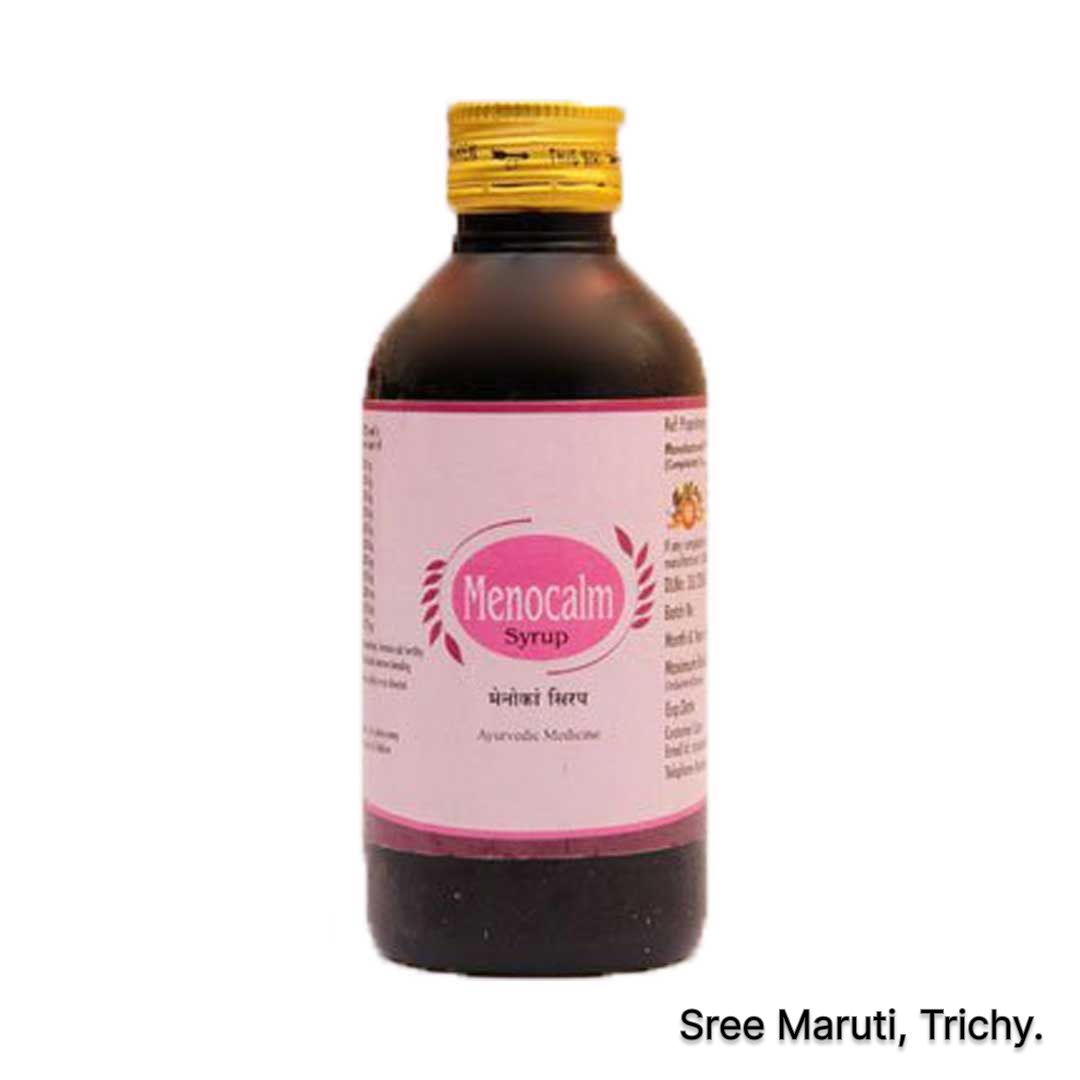 Menocalm Syrup – Natural Ayurvedic tonic for dysmenorrhoea, PMS, DUB, and female fertility.