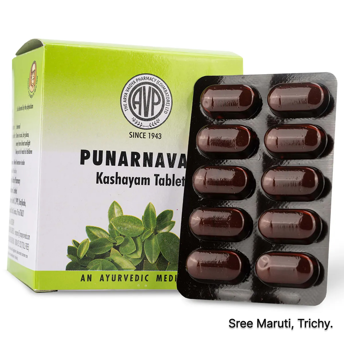 Punarnavadi Kashayam Tablets – Ayurvedic medicine from Sahasrayogam, useful for oedema, cough, breathlessness, and anemia, made with Punarnava, Nimba, Shunti, Patola, and Amritha.