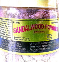 Naresh Chemicals sandalwood powder with sandalwood sticks and flowers.