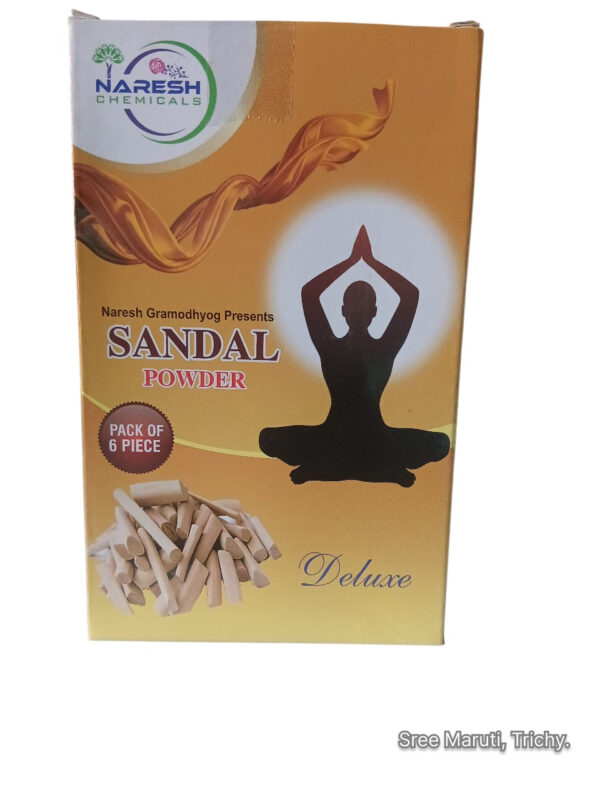 Naresh Chemicals Sandal Powder with sandalwood sticks.