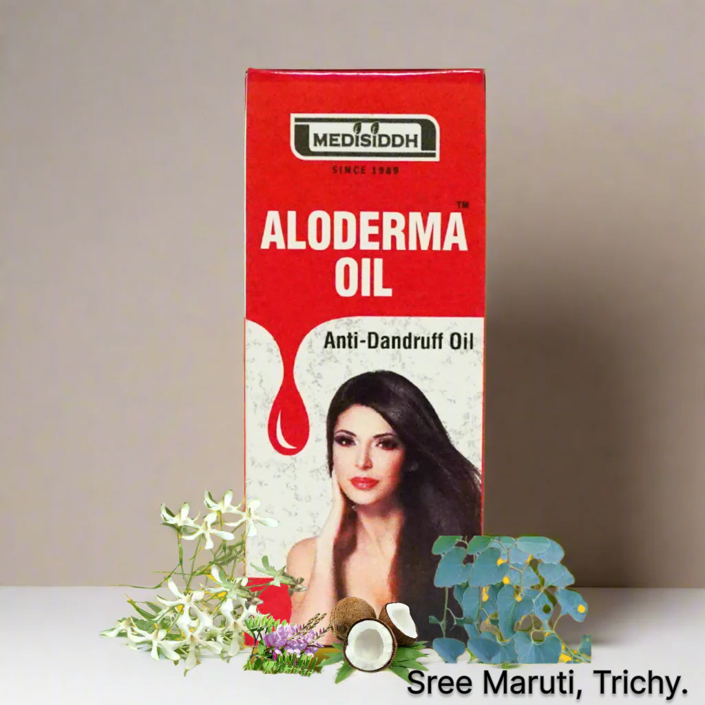 Aloderma Oil herbal remedy for itching, rashes, fungal infections, eczema, and skin irritation.