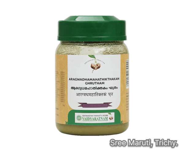 Aragwadamahathikthakam Ghrutham Ayurvedic medicated ghee for skin diseases, ulcers, abscesses, fistula, and blood purification.