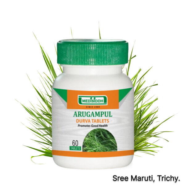 Herbal Arugampul tablets for diabetes management and skin problems.