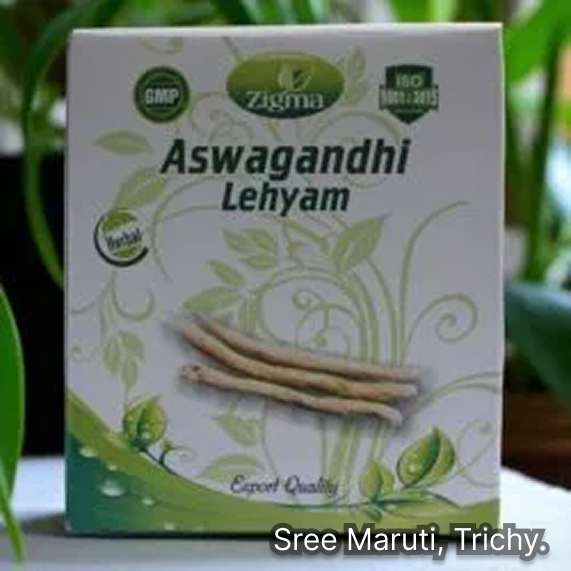 Ashwagandha Lehyam jar with roots and herbal jam for vitality and immunity
