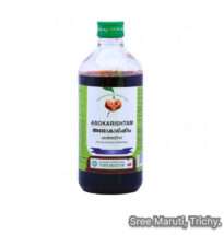 Asokarishtam Ayurvedic tonic bottle with Ashoka bark for women’s reproductive health.