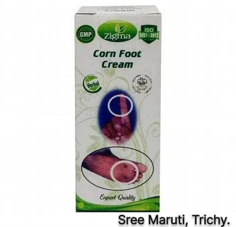 Cornfoot Cream tube with smooth feet and herbal ingredients for foot care
