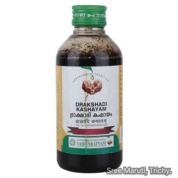 Drakshadi Kashayam Ayurvedic decoction for digestion, constipation, anemia, and liver support.