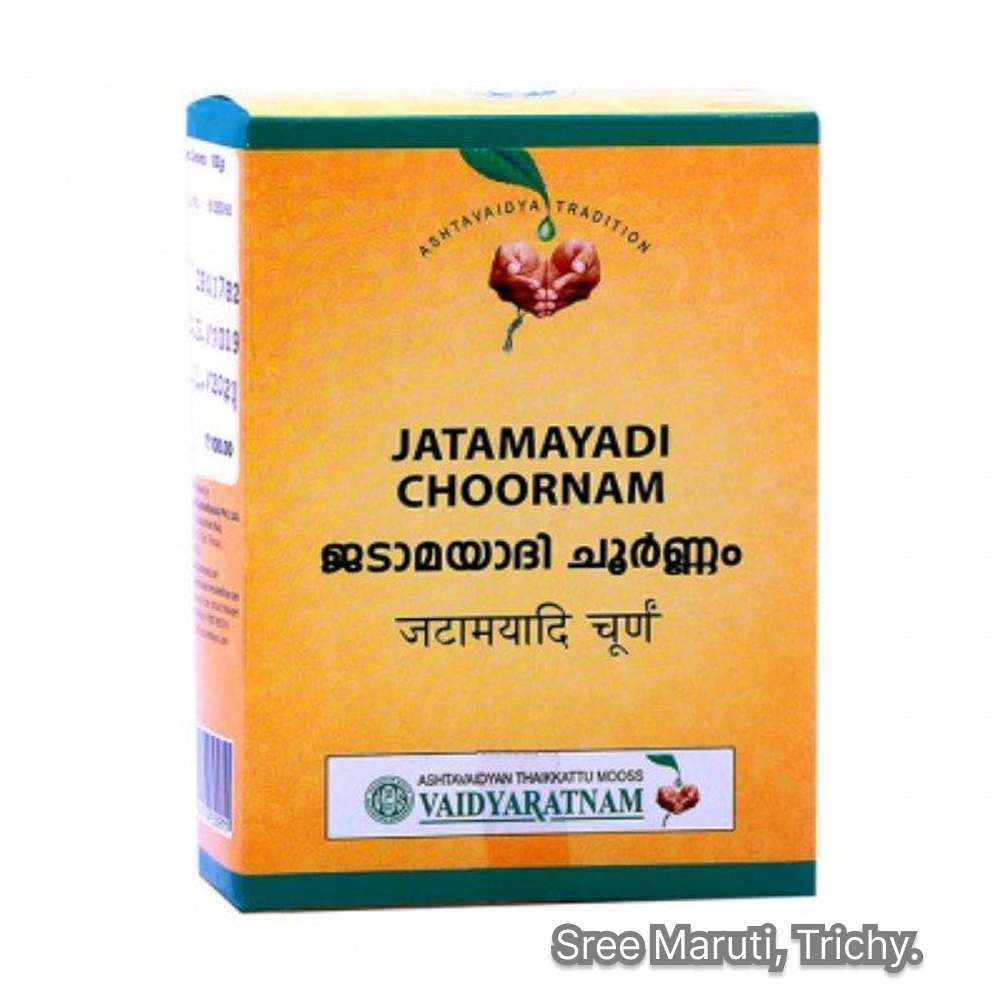 Jatamayadi Choornam with Jatamansi and Manjishtha herbs – Ayurvedic powder for skin health and wound repair.
