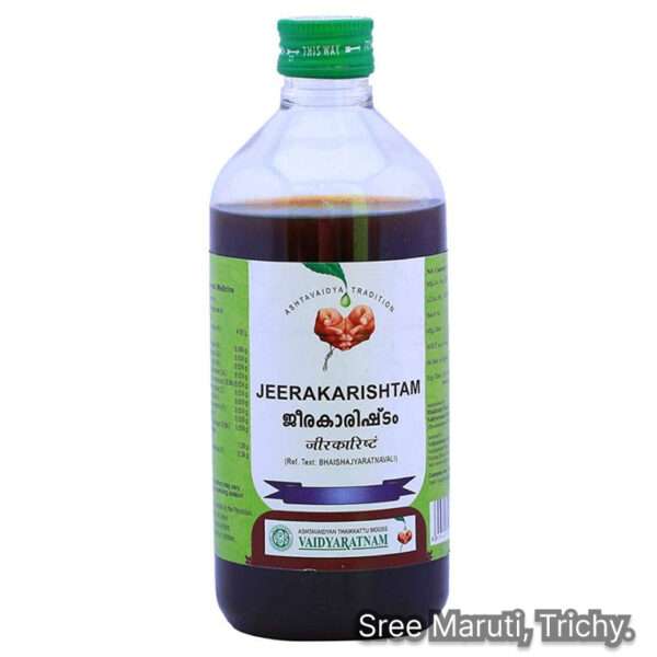 Jeerakarishtam Ayurvedic arishta for indigestion, flatulence, and digestive health.