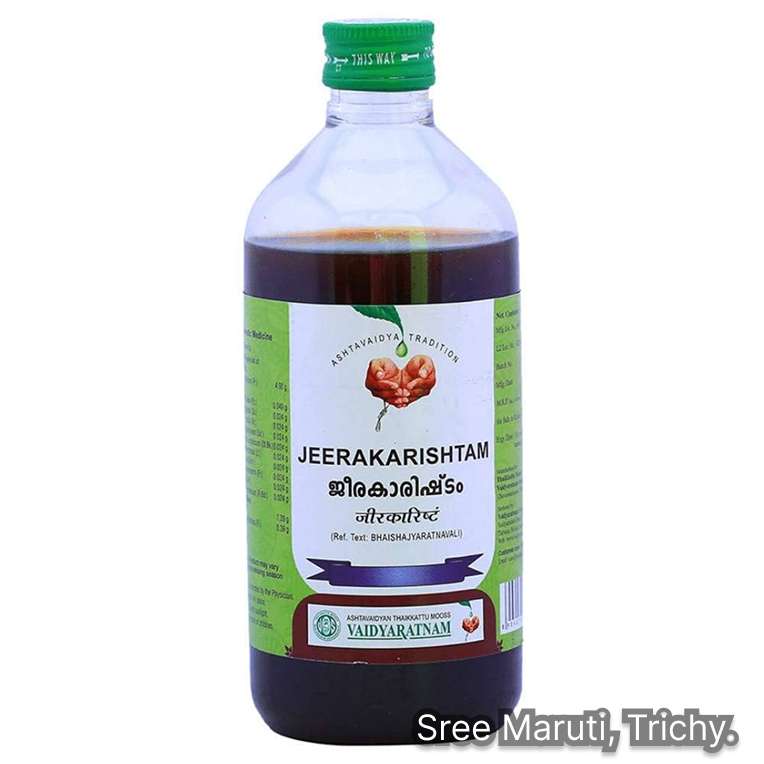 Jeerakarishtam Ayurvedic arishta for indigestion, flatulence, and digestive health.