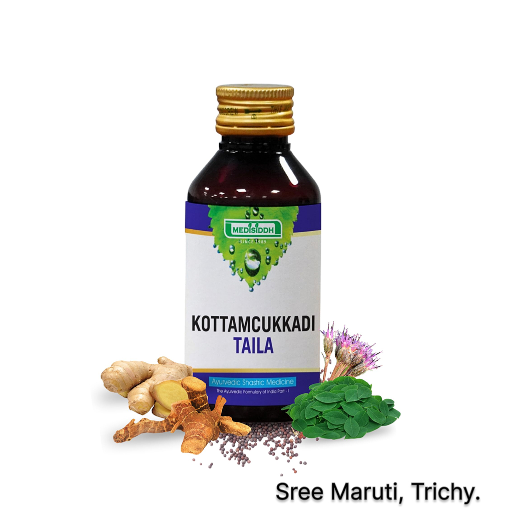 Kottamchukkadi Thailam Ayurvedic oil for arthritis, inflammation, joint pain, and stiffness.