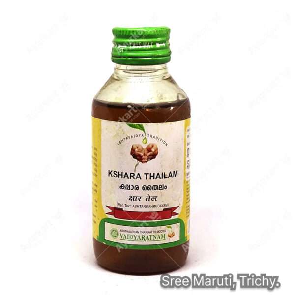 Kshara Thailam Ayurvedic medicated oil for piles, fissures, fistula, and anal discomfort.