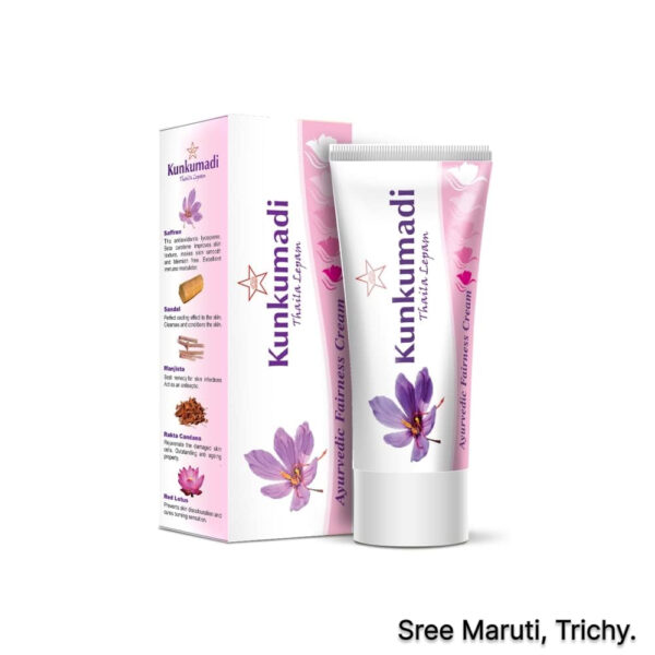 Kumkumadi Lepam herbal cream with saffron for natural skin glow and dark spot removal