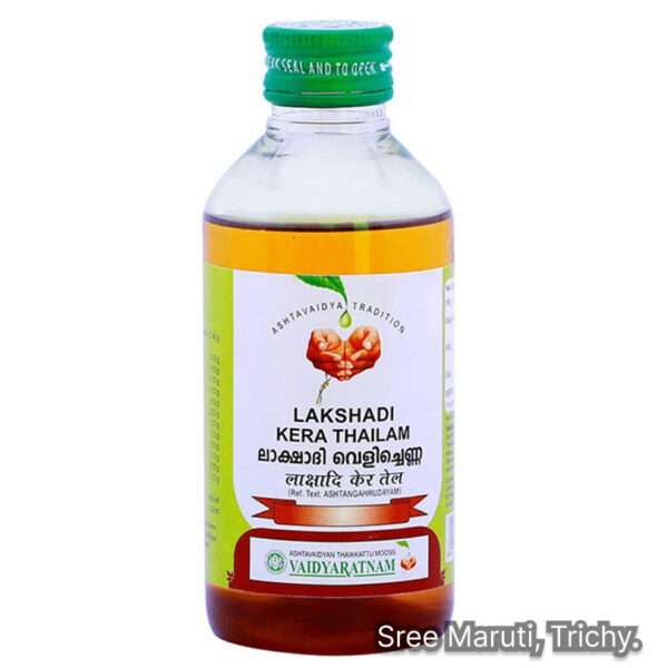 Lakshadi Kera Thailam Ayurvedic oil for children’s bone strength, rickets prevention, and fracture healing.