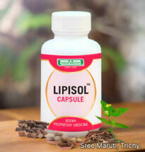Lipisol Capsule pack with heart health and herbal background