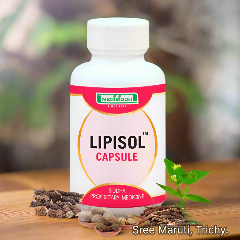 Lipisol Capsule pack with heart health and herbal background