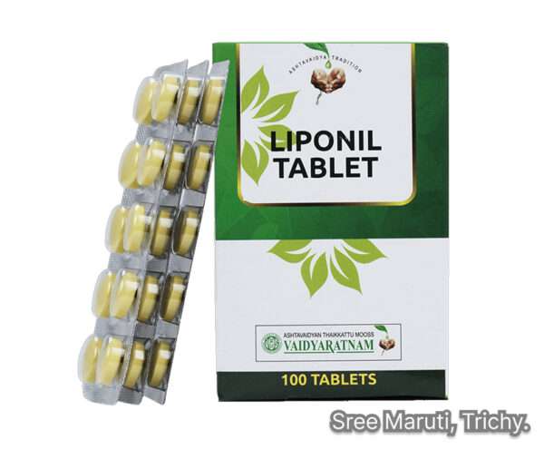Liponil Ayurvedic tablets for cholesterol control, weight management, and cardiovascular health.