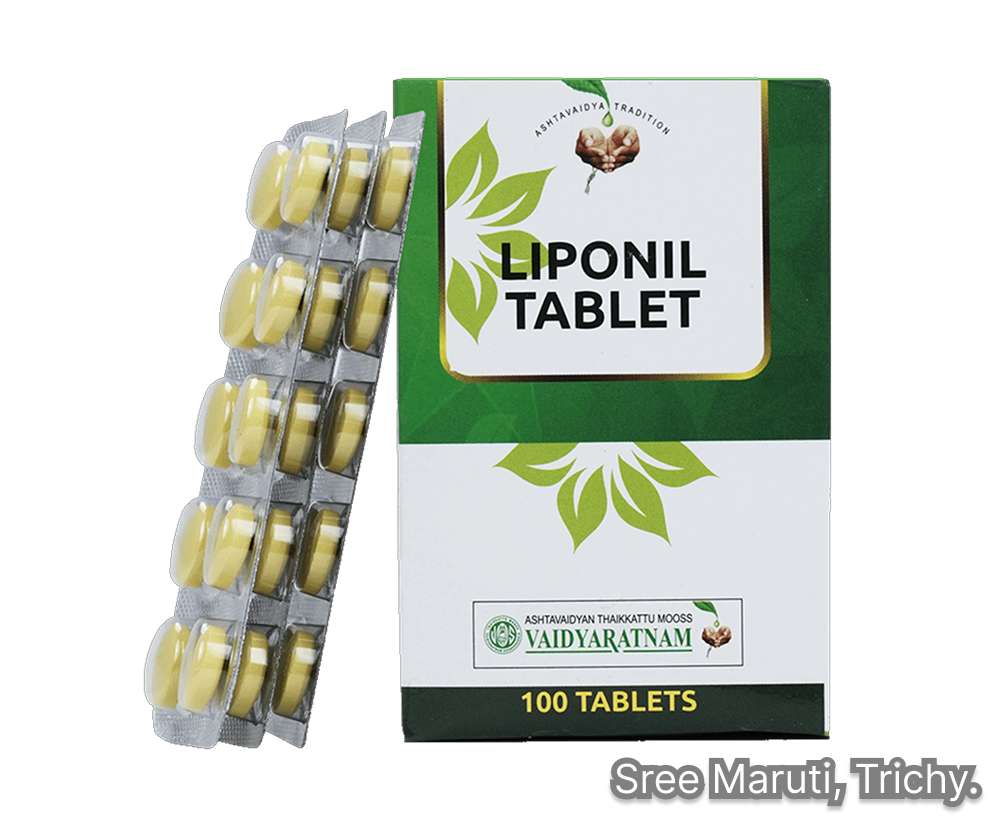 Liponil Ayurvedic tablets for cholesterol control, weight management, and cardiovascular health.