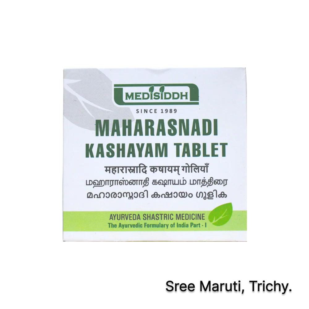 Maharasnadi Kashayam Tablets – Ayurvedic medicine for semen disorders, infertility, and obesity.