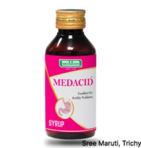 Medacid Syrup bottle with herbs for indigestion, stomach ulcers, and loss of appetite.