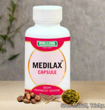 Medilax Capsule pack with digestive health background