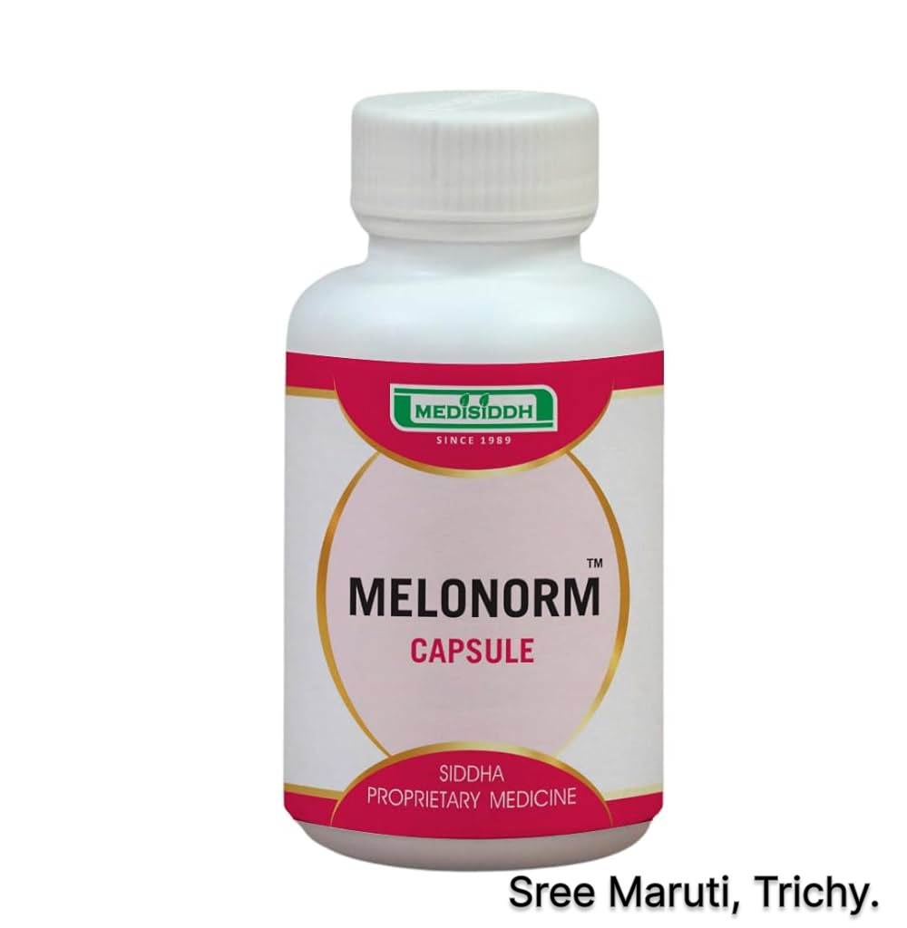 Melonorm Capsule pack with skin care and pigmentation balance illustration
