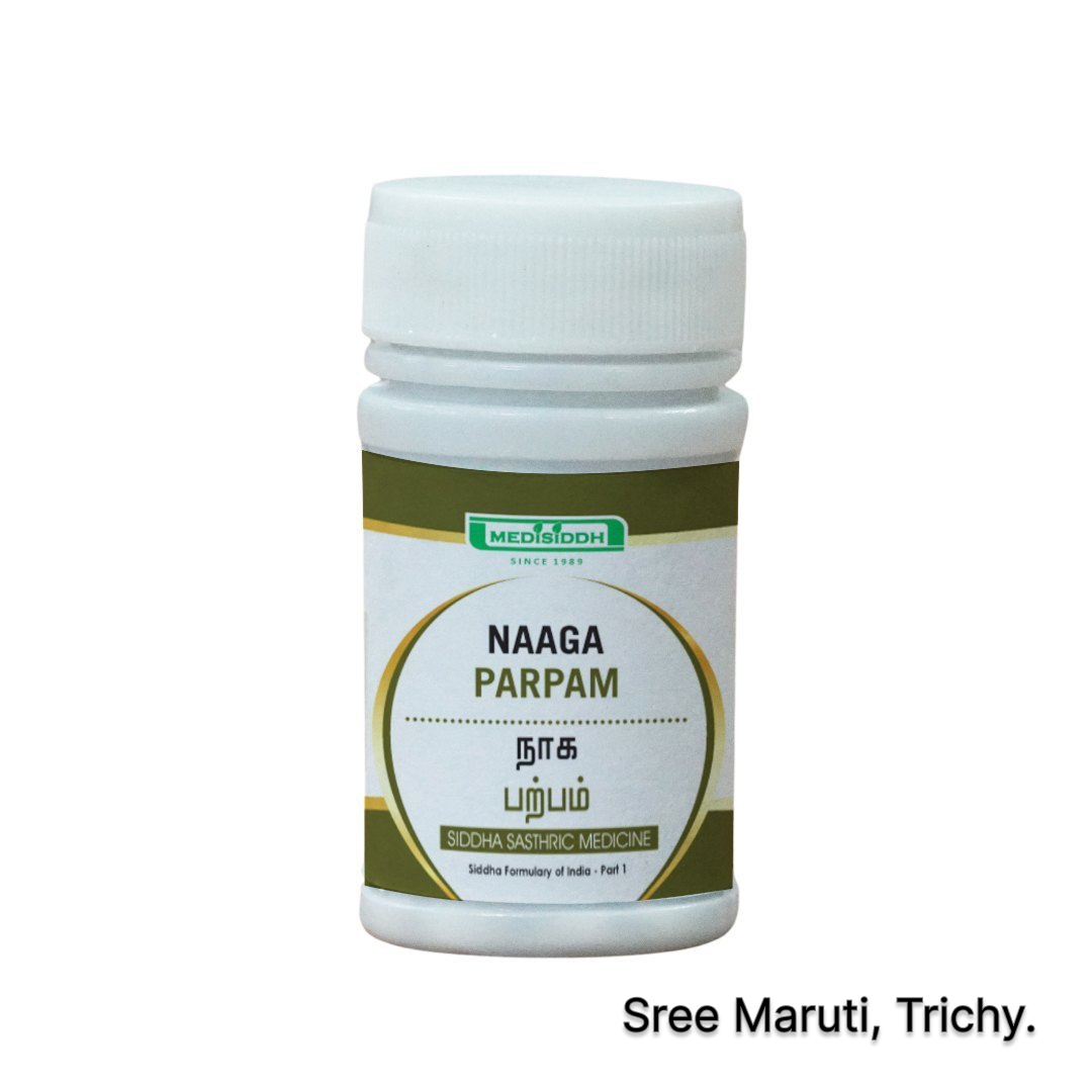 Naga Parpam Siddha medicine with powdered mineral ash.