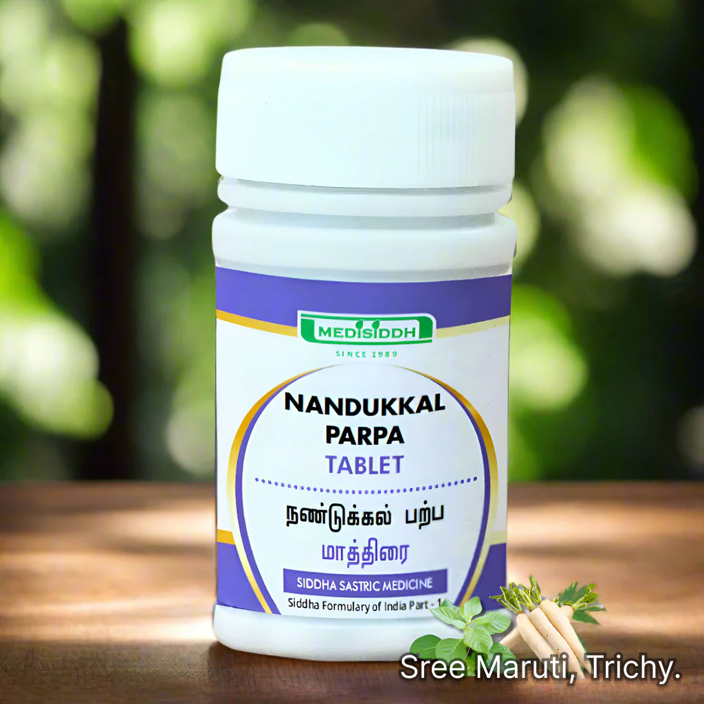 Nandukkal Parpam Tablet for kidney stones, urinary obstruction, and urine retention.