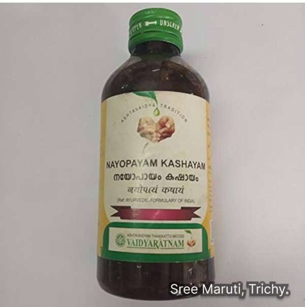 Nayopayam Kashayam herbal decoction for cough, cold, and respiratory health.