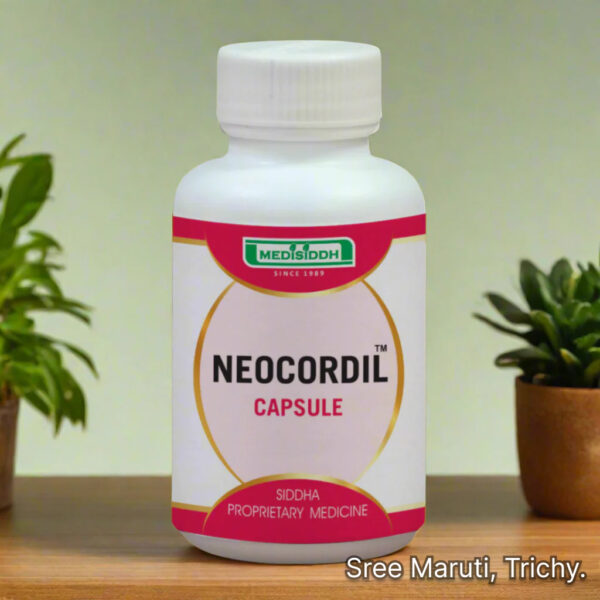 Neocordil Capsule pack with herbal design and heart health symbol