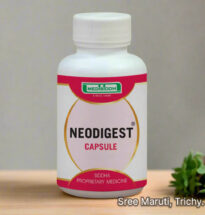Neodigest Capsule pack with herbal background and digestion support symbol