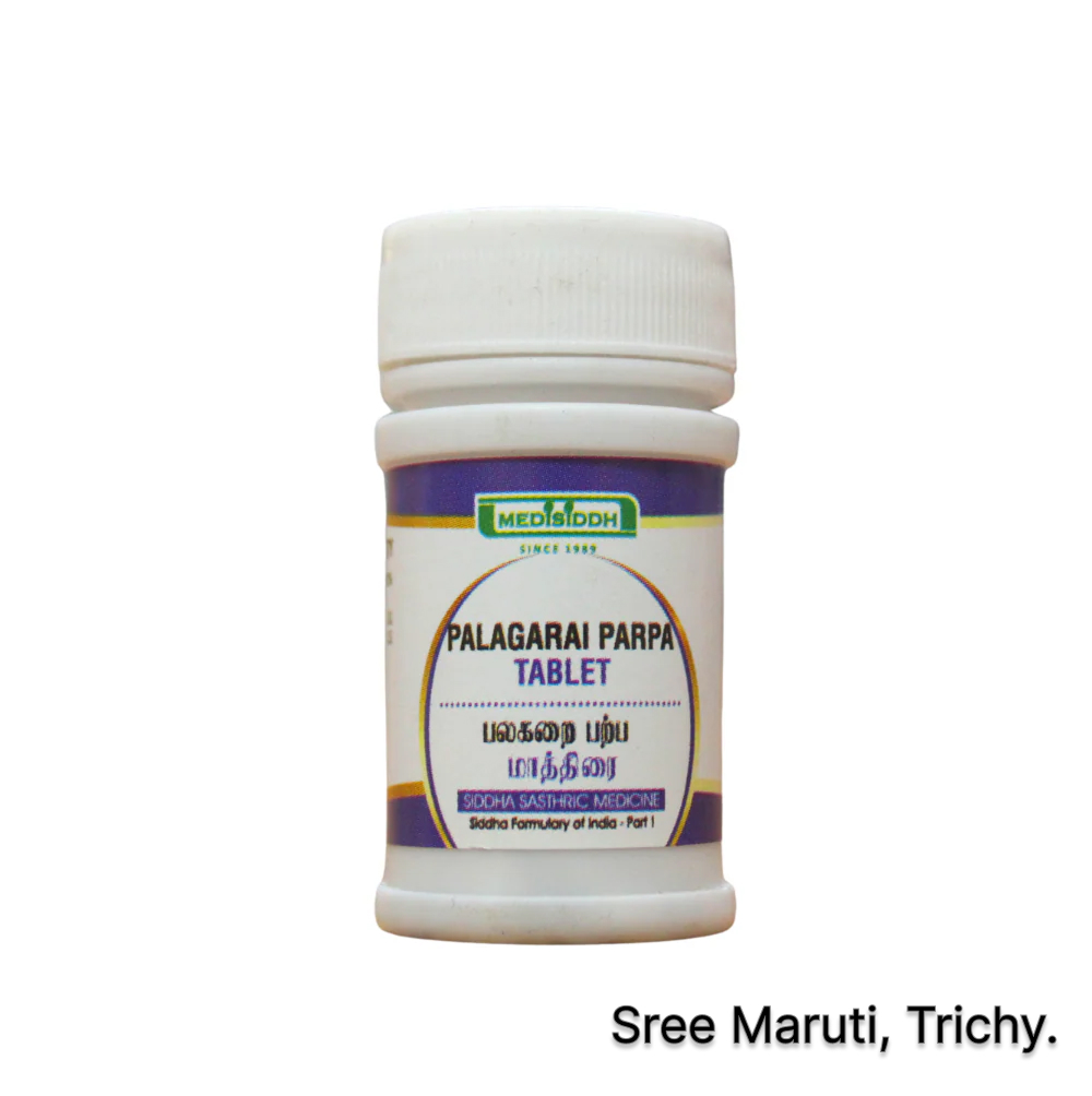 Palagarai Parpam Tablet for urinary burning, obstruction, and skin disease relief.