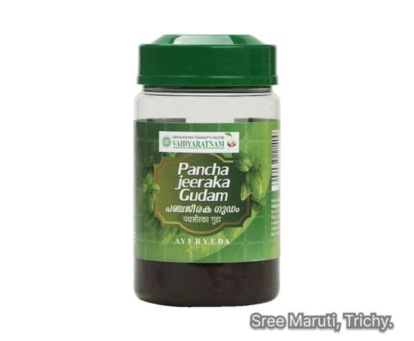 Pancha Jeeraka Gudam – Ayurvedic powder with cumin and jaggery for digestion and metabolic support.