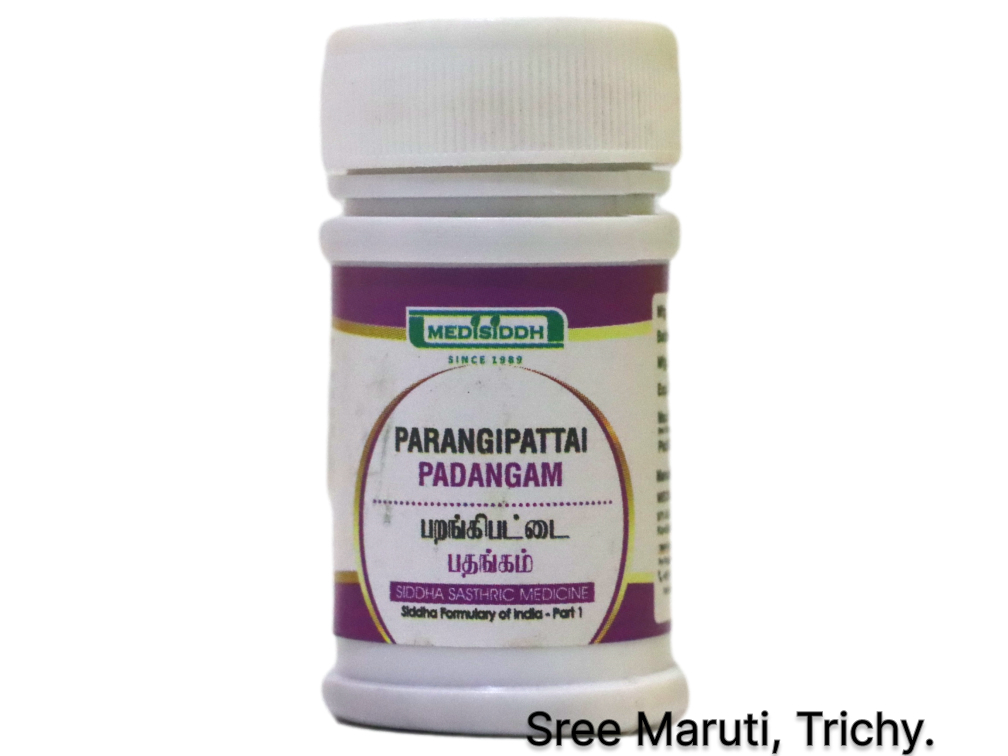 Parangipattai Padangam Siddha medicine for diabetes, skin, dental, and inflammatory health.