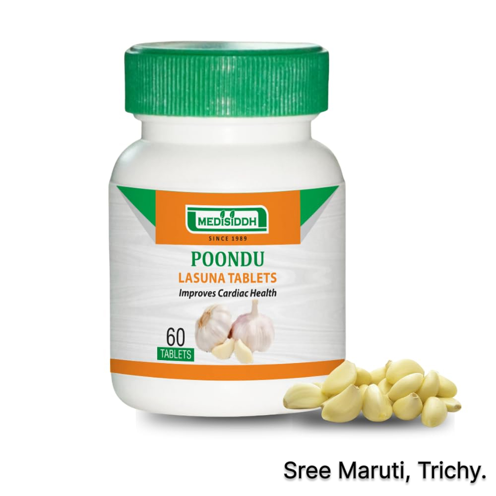 Poondu Mathirai tablets for heart health, cholesterol control, and digestive wellness.