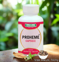 Proheme Capsule pack with blood health and immunity concept illustration